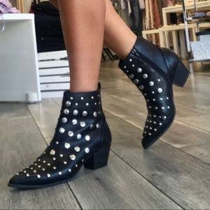 Adorable black studded ankle boots never been worn